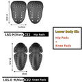 Motorcycle Protective Gear Set: Back, Shoulder, Elbow Protectors, 5pcs; Knee and Hip Protectors 4pcs Safety Pads