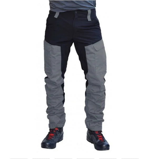 Men's Color Block Cargo Pants Multi Pocket Slim Outdoor Motorcycle Street Style Durable Gear