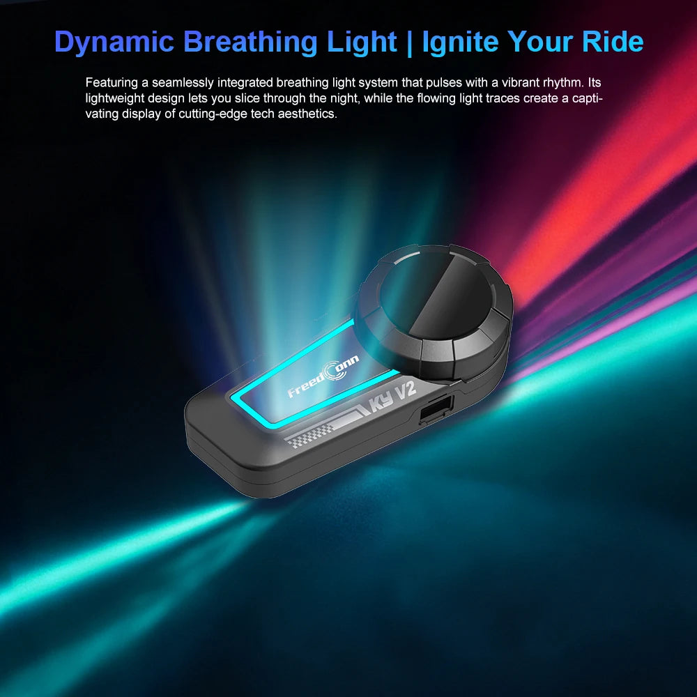 FreedConn KY-V2 IP65 Dustproof Waterproof ABS Material BT 6.0 Dual-Chip Audio Mixing Motorcycle Helmet Bluetooth Intercom