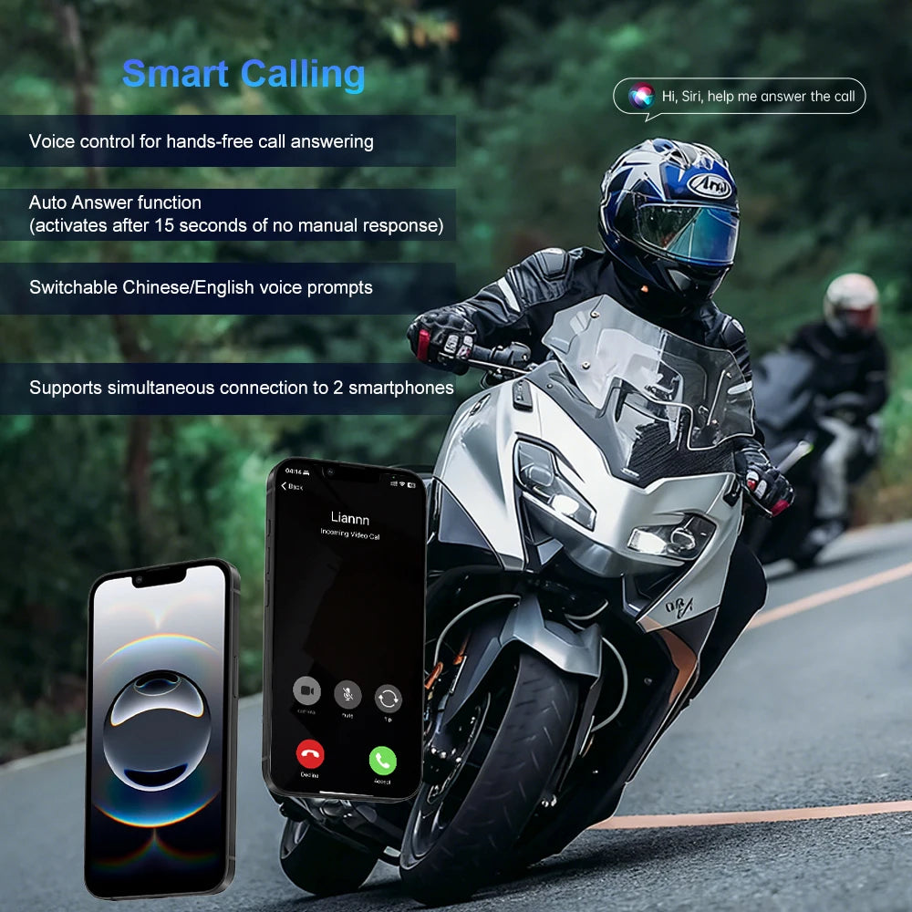 FreedConn KY-V2 IP65 Dustproof Waterproof ABS Material BT 6.0 Dual-Chip Audio Mixing Motorcycle Helmet Bluetooth Intercom