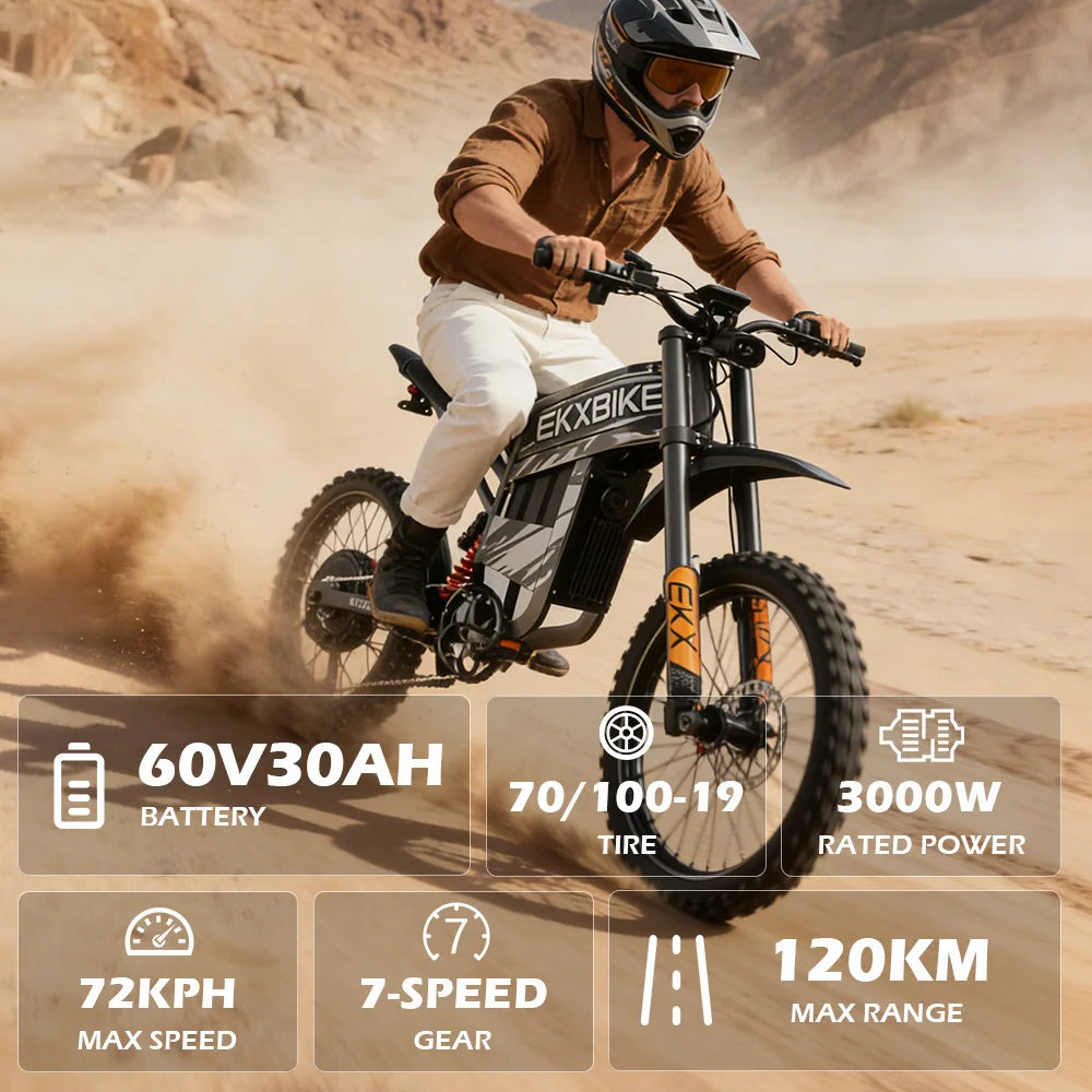 EKXBIKE TX1 Electric Bike 6000W Peak Motors