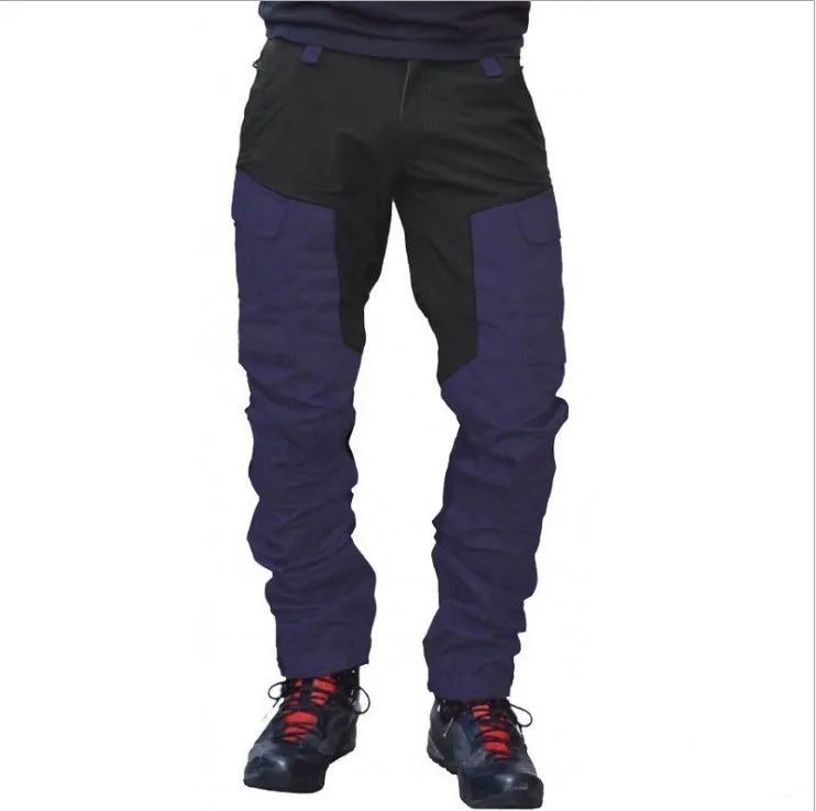 Men's Color Block Cargo Pants Multi Pocket Slim Outdoor Motorcycle Street Style Durable Gear
